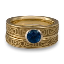 Extra Narrow Labyrinth Bridal Ring Set in Sapphire