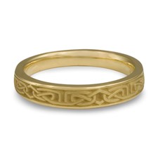Extra Narrow Labyrinth Wedding Ring With Borders in 18K Yellow Gold