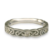 Narrow Borderless Infinity Wedding Ring with Gems  in Platinum