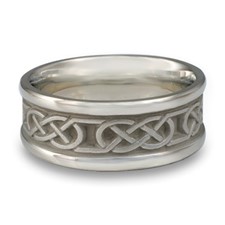 Narrow Self Bordered Love Knot Wedding Ring in Platinum