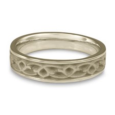 Narrow Water Lilies Wedding Ring in Platinum