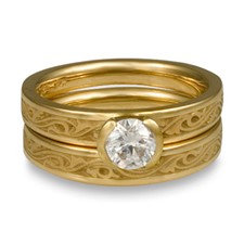 Extra Narrow Wind and Waves Bridal Ring Set in 18K Yellow Gold