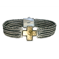 Wistra Bracelet in 14K Yellow Gold Design w Sterling Silver Base