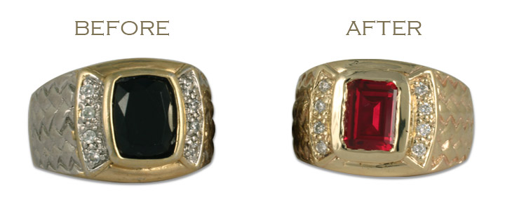 We can cast using old gold to make a custom wedding ring, engagement ring, or even designer ring—as shown here with this class ring!