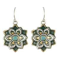 Kamala Earrings with Opal in 14K Yellow Gold Design w Sterling Silver Base