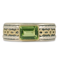 One of a Kind Felicity Ring with Peridot  in 18K Yellow Gold Design w Sterling Silver Base
