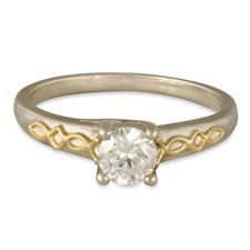 Felicity Solitaire Engagement Ring in 14K White Gold Base with 18K Yellow Gold Accents