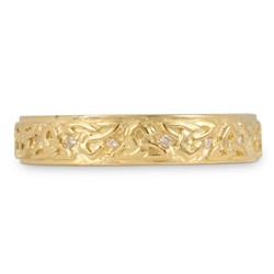 Trinity Strand Wedding Band Wide with Diamonds in 14K Yellow Gold
