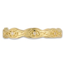 Trinity Twist Wedding Band with Diamonds in 18K Yellow Gold