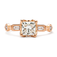 Bijou Engagement Ring with Princess Diamond in 14K Rose Gold