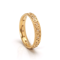 Trinity Strand Wedding Band Narrow with Diamonds in 18K Yellow Gold