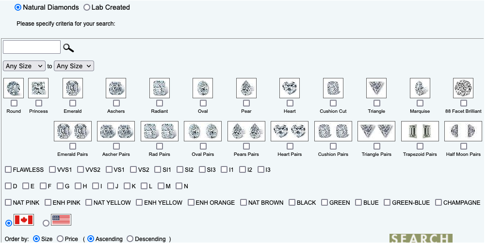 We have both Canadian mined diamond and lab grown diamond databases for you to explore.