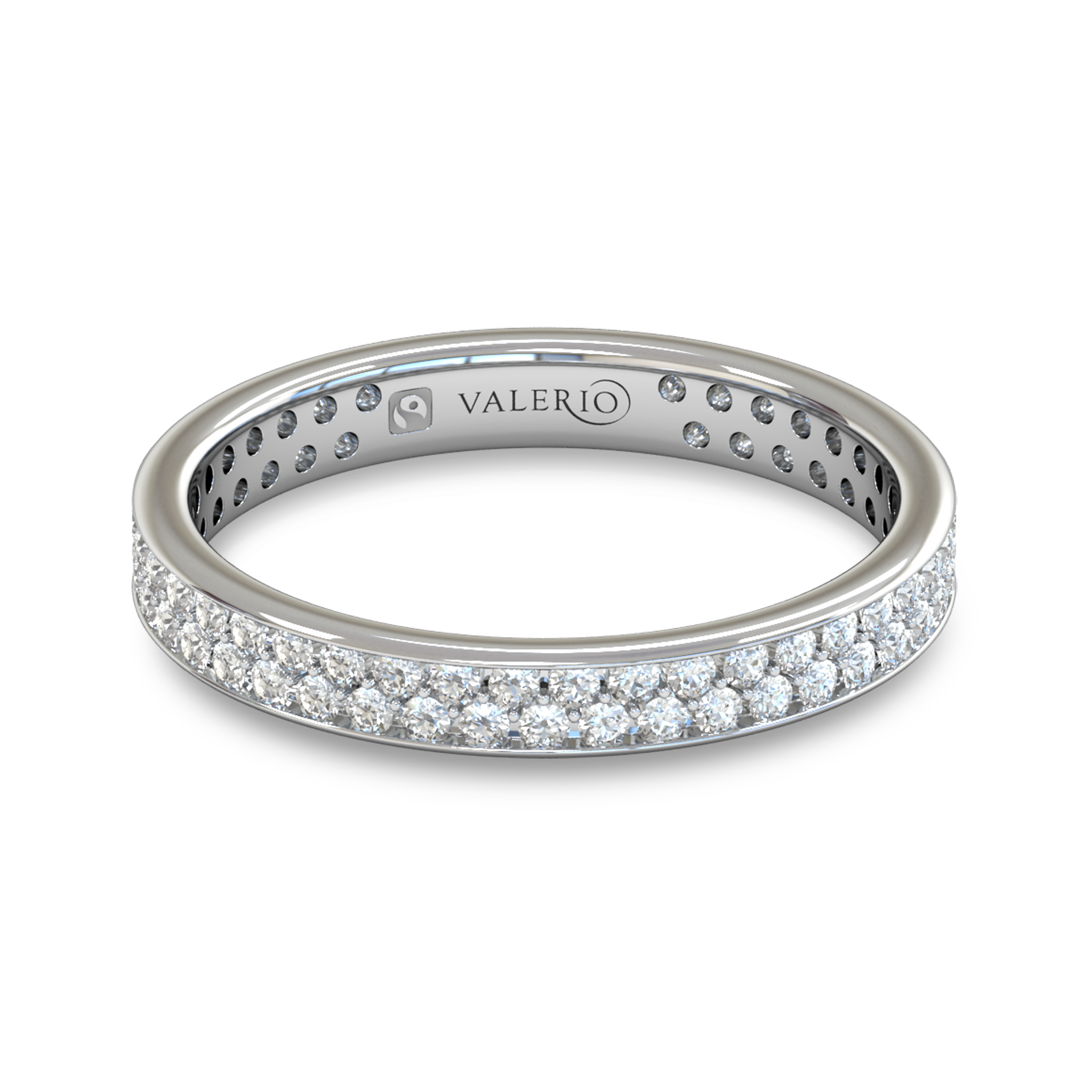 Double Diamond Fairtrade Gold Eternity Ring in 18K White Gold