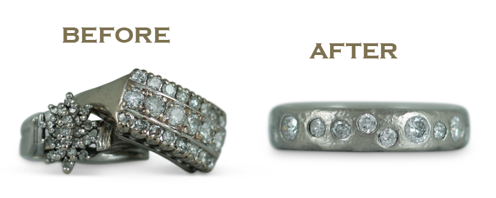 We can reset inherited diamonds in a new ring, or reuse your old gold to make a new gay wedding ring.