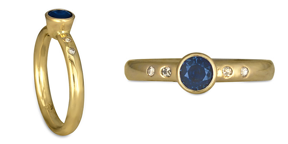 "Cornflower blue" sapphires, such as the one set in this ring, are widely recognized as the most beautiful in the world.