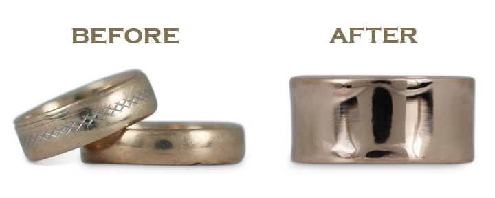 We combined two rings into one to create this wide wedding band.